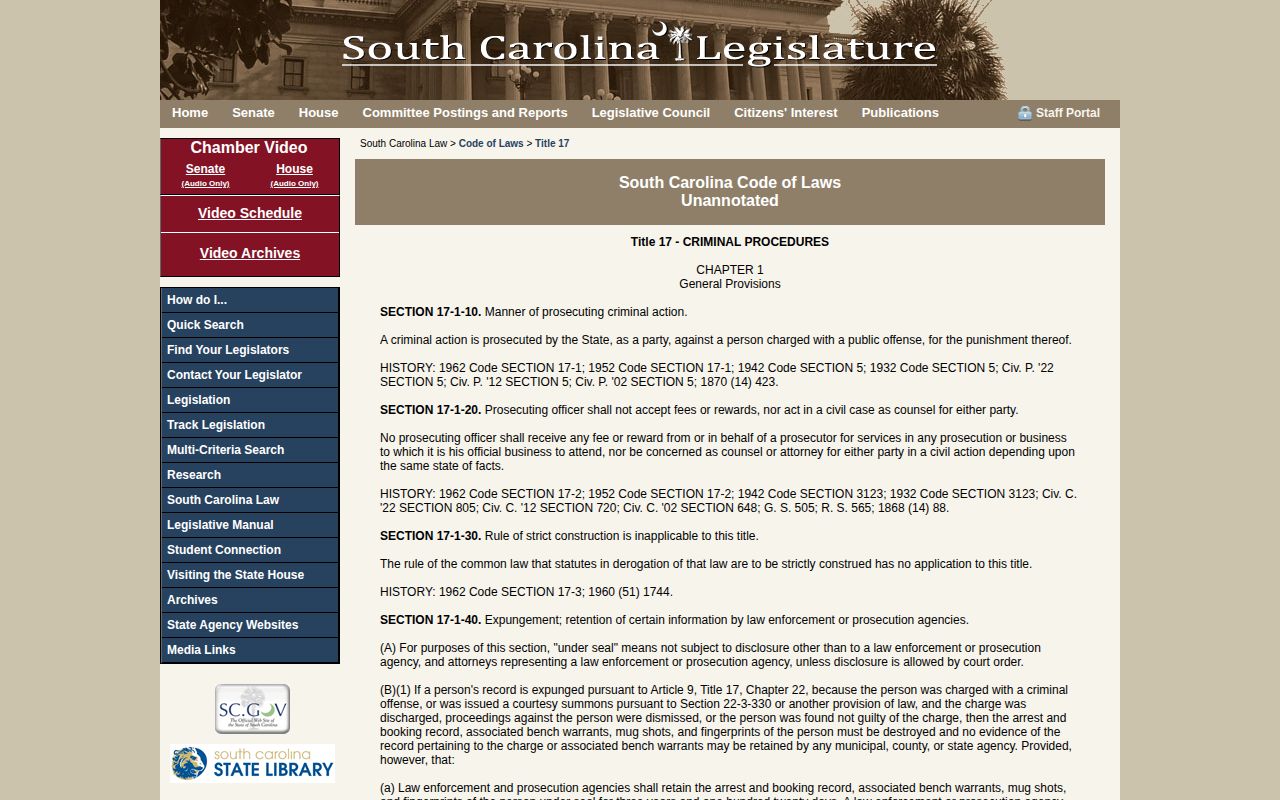 Newberry County mugshot law source in South Carolina code